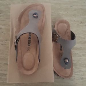 Brown T-strap Birkenstock Inspired Sandal